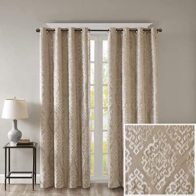 Sun Rideau occultant 100% pour fenêtre Simple, Panneau de Rideau en Tricot Jacquard damassé avec œillets sur Le Dessus, Polyester, Champange, 127 cm de Large x 274,3 cm de Long (Lot de 1) - Publicité Sun Rideau occultant 100% pour fenêtre Simple, Panneau de Rideau en Tricot Jacquard damassé avec œillets sur Le Dessus, Polyester, Champange, 127 cm de Large x 274,3 cm de Long (Lot de 1) - Publicité