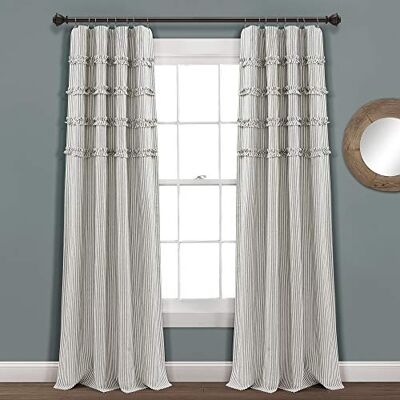 Lush Decor Paire de Rideaux de fenêtre en Coton Teint à Rayures Vintage, 213,4 x 101,6 cm, Gris - Publicité Lush Decor Paire de Rideaux de fenêtre en Coton Teint à Rayures Vintage, 213,4 x 101,6 cm, Gris - Publicité