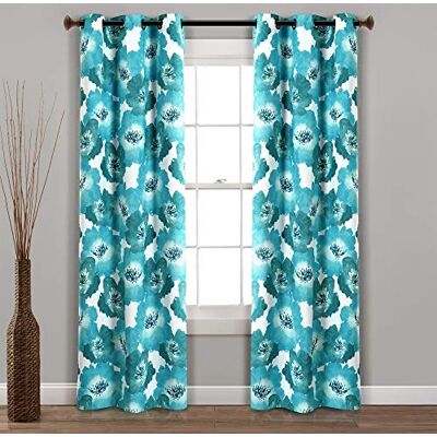 Lush Decor Julie Paire de Rideaux de fenêtre isolants à œillets 100% occultants, pour Salon, Chambre et Salle à Manger, Motif Floral printanier Bleu et Bleu Sarcelle, 96,5 x 241,3 cm (l x L) - Publicité Lush Decor Julie Paire de Rideaux de fenêtre isolants à œillets 100% occultants, pour Salon, Chambre et Salle à Manger, Motif Floral printanier Bleu et Bleu Sarcelle, 96,5 x 241,3 cm (l x L) - Publicité
