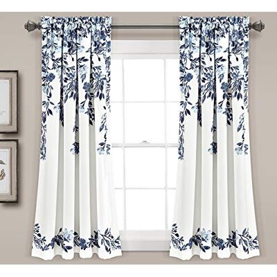Lush Decor Tanisha Paire de Rideaux occultants pour fenêtre – 160 cm (L) x 132,1 cm (l) + tête de 5,1 cm – Bleu Marine et Blanc - Publicité Lush Decor Tanisha Paire de Rideaux occultants pour fenêtre – 160 cm (L) x 132,1 cm (l) + tête de 5,1 cm – Bleu Marine et Blanc - Publicité