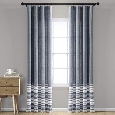 Lush Decor Nantucket Paire de Rideaux de fenêtre à Franges en Coton Teint en Fil, 213,4 x 101,6 cm, Bleu Marine - Publicité Lush Decor Nantucket Paire de Rideaux de fenêtre à Franges en Coton Teint en Fil, 213,4 x 101,6 cm, Bleu Marine - Publicité