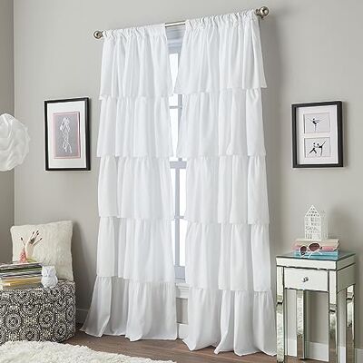 Curtainworks Rideau à Volants Blanc 241,3 cm - Publicité Curtainworks Rideau à Volants Blanc 241,3 cm - Publicité