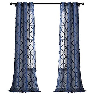 Lush Decor Avon Paire de Rideaux Transparents à œillets en Treillis Bleu Marine 213,4 x 96,5 cm - Publicité Lush Decor Avon Paire de Rideaux Transparents à œillets en Treillis Bleu Marine 213,4 x 96,5 cm - Publicité