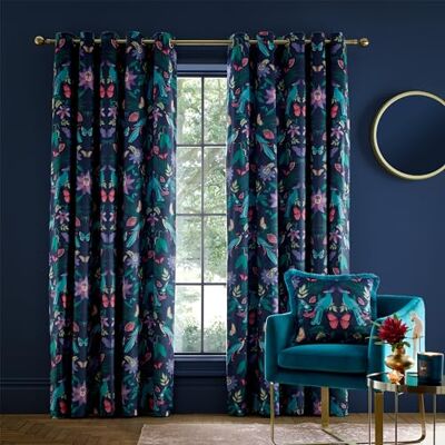 Catherine Lansfield Mya Rideaux doublés à œillets Motif Floral Tropical Bleu Marine 117 x 183 cm - Publicité Catherine Lansfield Mya Rideaux doublés à œillets Motif Floral Tropical Bleu Marine 117 x 183 cm - Publicité