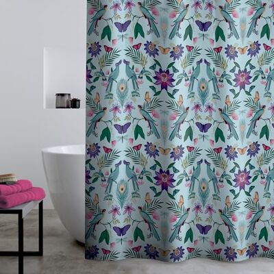 Catherine Lansfield Mya Rideau de Douche Motif Oiseau Tropical Bleu Canard 180 x 180 cm - Publicité Catherine Lansfield Mya Rideau de Douche Motif Oiseau Tropical Bleu Canard 180 x 180 cm - Publicité