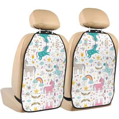 HFDERW Lot de 2 coussins de protection pour siège arrière de voiture Motif licornes Rose - Publicité HFDERW Lot de 2 coussins de protection pour siège arrière de voiture Motif licornes Rose - Publicité