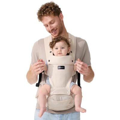 momcozy Porte-Bebe avec Coussin de Hanche, 2-en-1, Jusqu'à 20 kg, Abricot 6 Positions de Portage, Siège de Hanche Amovible, Maille 3D, Réglable Jusqu'à 120 cm, Porte-Bébé Nouveau-Nés - Publicité momcozy Porte-Bebe avec Coussin de Hanche, 2-en-1, Jusqu'à 20 kg, Abricot 6 Positions de Portage, Siège de Hanche Amovible, Maille 3D, Réglable Jusqu'à 120 cm, Porte-Bébé Nouveau-Nés - Publicité