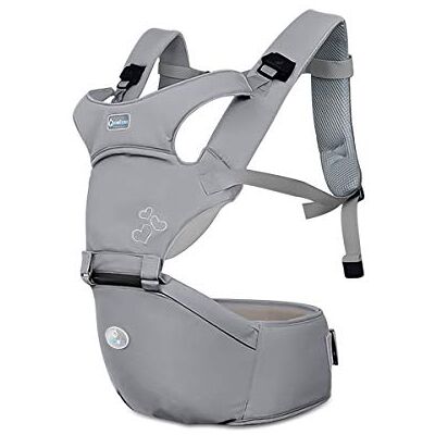 SONARIN Porte bébé Ergonomique avec Siège à Hanche,boucle rotative à papillon,Pur Coton Léger et Respirant/Multiposition:Ventral,Dorsaux,Pour Bebe et Enfant de 3 à 36 Mois(Gris) - Publicité SONARIN Porte bébé Ergonomique avec Siège à Hanche,boucle rotative à papillon,Pur Coton Léger et Respirant/Multiposition:Ventral,Dorsaux,Pour Bebe et Enfant de 3 à 36 Mois(Gris) - Publicité
