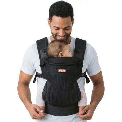 Beco Ventura Porte Bébé Physiologique dès la Naissance jusqu'à 20 kg, Noir Maille stretch recyclée aérée, 3 positions ergonomiques, assise en M zippée, appui-tête et ceinture rembourrée - Publicité Beco Ventura Porte Bébé Physiologique dès la Naissance jusqu'à 20 kg, Noir Maille stretch recyclée aérée, 3 positions ergonomiques, assise en M zippée, appui-tête et ceinture rembourrée - Publicité