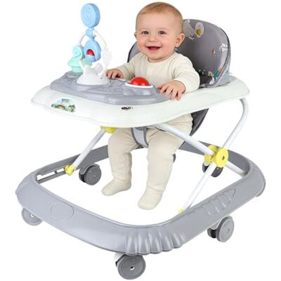LANTUS Déambulateur pour bébé, jouets et activités, trotteur avec musique et lumières, siège pivotant à 360 degrés, 3 réglables, siège rembourré et lavable en machine (67 x 72 x 92 cm Gris (B)) - Publicité LANTUS Déambulateur pour bébé, jouets et activités, trotteur avec musique et lumières, siège pivotant à 360 degrés, 3 réglables, siège rembourré et lavable en machine (67 x 72 x 92 cm Gris (B)) - Publicité