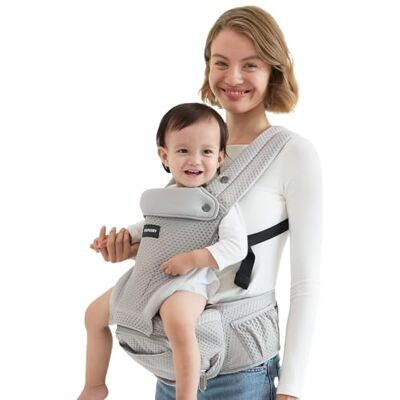 momcozy Porte-Bebe avec Coussin de Hanche, 2-en-1, Jusqu'à 20 kg, Gris 6 Positions de Portage, Siège de Hanche Amovible, Maille 3D, Réglable Jusqu'à 122 cm, Porte-Bébé Nouveau-Nés - Publicité momcozy Porte-Bebe avec Coussin de Hanche, 2-en-1, Jusqu'à 20 kg, Gris 6 Positions de Portage, Siège de Hanche Amovible, Maille 3D, Réglable Jusqu'à 122 cm, Porte-Bébé Nouveau-Nés - Publicité