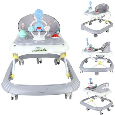 LANTUS Trotteur Bébé 4-en-1 Gris avec fonction pousseur, Marchette Evolutif Bébé avec Boîte à Musique et Lumières, Coussin de Siège Lavable pour Enfants de 6 à 18 Mois Jusqu'à 12 KG-67 * 72 * 92cm- Gris (B) - Publicité LANTUS Trotteur Bébé 4-en-1 Gris avec fonction pousseur, Marchette Evolutif Bébé avec Boîte à Musique et Lumières, Coussin de Siège Lavable pour Enfants de 6 à 18 Mois Jusqu'à 12 KG-67 * 72 * 92cm- Gris (B) - Publicité
