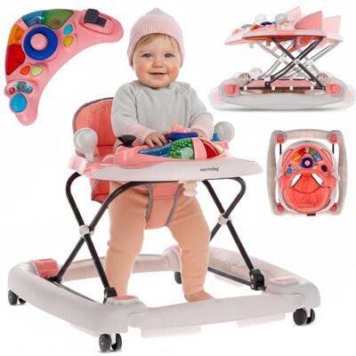 Sun Trotteur et siège de balançoire berceau pour bébé transatlantique balançoire pour bébé avec boutons, lumières et sons pour les bébés de 6 à 12 mois (rose) - Publicité Sun Trotteur et siège de balançoire berceau pour bébé transatlantique balançoire pour bébé avec boutons, lumières et sons pour les bébés de 6 à 12 mois (rose) - Publicité