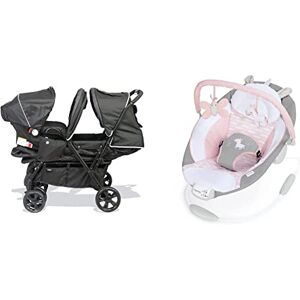 Bambisol Combiné 2 en 1 Poussette Double & Siège Auto Gr0+, Pour 2 Bébés/Jumeaux dès la Naissance & Ingenuity, Transat et Siège Sauteur Flora la Licorne, 8 Mélodies et Vibrations Apaisantes - Publicité