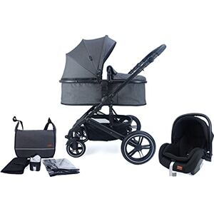 Pixini Poussette 3 en 1 NEYLA, Trio, Enfant, Siège Auto, Accessoires (Noir/Anthracite) - Publicité