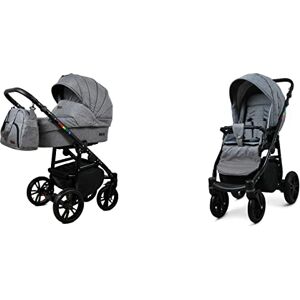 BabyLux - CLASSIC GOLD 2 IN 1 - Gris - Cadre noir - Poussette - Publicité BabyLux - CLASSIC GOLD 2 IN 1 - Gris - Cadre noir - Poussette - Publicité