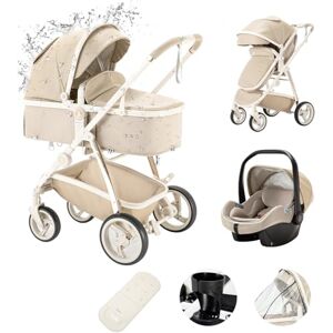 Zkiprm Cuirs Poussette 3 en 1, Poussette Avec Siège Auto, Poussettes de ville à châssis en aluminium, Pliable d'une seule main, Roues Absorbant Les Chocs, Pram pour les enfants de 0 à 4 ans - Publicité Zkiprm Cuirs Poussette 3 en 1, Poussette Avec Siège Auto, Poussettes de ville à châssis en aluminium, Pliable d'une seule main, Roues Absorbant Les Chocs, Pram pour les enfants de 0 à 4 ans - Publicité