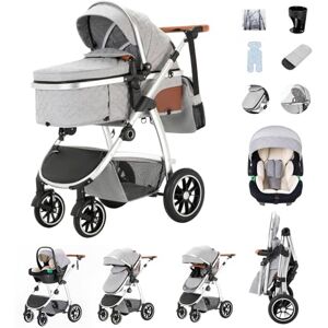 Zkiprm Poussette 3 en 1, Système de Voyage Avec Siège Auto, Landau Accoudoirs réglables, Habillage pluie, Moustiquaire, Châssis aluminium, Landau urbain pour enfants 0-4 ans - Publicité Zkiprm Poussette 3 en 1, Système de Voyage Avec Siège Auto, Landau Accoudoirs réglables, Habillage pluie, Moustiquaire, Châssis aluminium, Landau urbain pour enfants 0-4 ans - Publicité