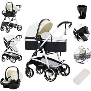 Zkiprm Cuirs Poussette 3 en 1, Poussette Avec Siège Auto, Poussette de ville à châssis en aluminium, Pliable d'une seule main, Roues Absorbant Les Chocs, Poussettes pour les enfants de 0 à 4 ans Blanc - Publicité Zkiprm Cuirs Poussette 3 en 1, Poussette Avec Siège Auto, Poussette de ville à châssis en aluminium, Pliable d'une seule main, Roues Absorbant Les Chocs, Poussettes pour les enfants de 0 à 4 ans Blanc - Publicité