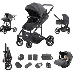 Zkiprm Poussette 3-en-1, Système de Voyage Avec Siège Auto, Landau et nacelle, Accoudoirs Réglables, Habillage pluie,Gant, Moustiquaire, Châssis en aluminium, Landau à profil haut pour 0-4 ans, Gris - Publicité Zkiprm Poussette 3-en-1, Système de Voyage Avec Siège Auto, Landau et nacelle, Accoudoirs Réglables, Habillage pluie,Gant, Moustiquaire, Châssis en aluminium, Landau à profil haut pour 0-4 ans, Gris - Publicité