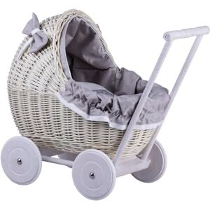 e-wicker24 Alles aus Weide e-wicker24 Landau-Poussette pour poupée en Osier Blanc-Creme, poignée et Roues en Bois avec Tissu Gris Mickey(Gris) - Publicité e-wicker24 Alles aus Weide e-wicker24 Landau-Poussette pour poupée en Osier Blanc-Creme, poignée et Roues en Bois avec Tissu Gris Mickey(Gris) - Publicité