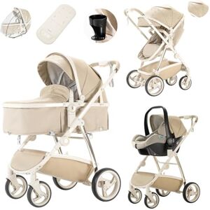 Lnhcrbs Poussette 3 En 1, Poussette Tout Terrain Avec Habillage Pluie, Porte-Gobelet, Pliable D'une Seule Main, Convient Pour 0-4 Ans (22kg), Cadre En Aluminium, Kaki - Publicité Lnhcrbs Poussette 3 En 1, Poussette Tout Terrain Avec Habillage Pluie, Porte-Gobelet, Pliable D'une Seule Main, Convient Pour 0-4 Ans (22kg), Cadre En Aluminium, Kaki - Publicité