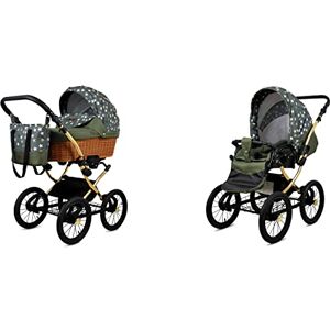 Babylux Poussette ALU 2en1 Pour Tout-Petits Poussettes Et Landaus Poussette Pour Nouveau-Né Et Tout-Petit Landau Pour Nouveau-Né 59x105x125cm Max 15kg Olive Star Gold Frame - Publicité Babylux Poussette ALU 2en1 Pour Tout-Petits Poussettes Et Landaus Poussette Pour Nouveau-Né Et Tout-Petit Landau Pour Nouveau-Né 59x105x125cm Max 15kg Olive Star Gold Frame - Publicité