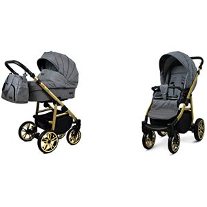 BABYLUX - CLASSIC GOLD 2-in-1 - Gris - Cadre doré - Poussette - Publicité BABYLUX - CLASSIC GOLD 2-in-1 - Gris - Cadre doré - Poussette - Publicité
