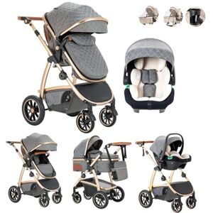 Kakbgee 3 en 1 Poussette Combinée, Poussettes Citadines Avec ECE R129 Siège Auto, Poignée Réglable en Hauteur Poussette Bébé, Châssis en Aluminium Haute vue Poussette pour Nouveau (22KG, 0-4Ans) - Publicité Kakbgee 3 en 1 Poussette Combinée, Poussettes Citadines Avec ECE R129 Siège Auto, Poignée Réglable en Hauteur Poussette Bébé, Châssis en Aluminium Haute vue Poussette pour Nouveau (22KG, 0-4Ans) - Publicité
