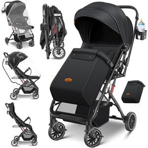 KIDIZ Poussette pliable pour enfant Roues à 360° Sangle à 5 points Avec chancelière Porte-gobelet, housse de pluie et moustiquaire Dossier réglable et capote pare-soleil - Publicité KIDIZ Poussette pliable pour enfant Roues à 360° Sangle à 5 points Avec chancelière Porte-gobelet, housse de pluie et moustiquaire Dossier réglable et capote pare-soleil - Publicité