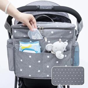 Orzbow Grande Sac a Langer Poussette,Étanche 22L Organisateur Poussette avec 2 Porte-gobelets,Multifonctionnel Sac Landau avec Séparateur Amovible,Doublure et Porte-bouteille Isolante (Gris) - Publicité Orzbow Grande Sac a Langer Poussette,Étanche 22L Organisateur Poussette avec 2 Porte-gobelets,Multifonctionnel Sac Landau avec Séparateur Amovible,Doublure et Porte-bouteille Isolante (Gris) - Publicité