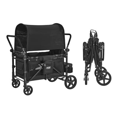 VEVOR Poussette Chariot pour 4 Enfants Pliable à Quatre Roues, Capacité de Charge 150 kg, avec Poignée Réglable, Harnais de Sécurité 5 Points, Auvent Amovible, Poussette 4 Places pour Camping, Noir - Publicité VEVOR Poussette Chariot pour 4 Enfants Pliable à Quatre Roues, Capacité de Charge 150 kg, avec Poignée Réglable, Harnais de Sécurité 5 Points, Auvent Amovible, Poussette 4 Places pour Camping, Noir - Publicité