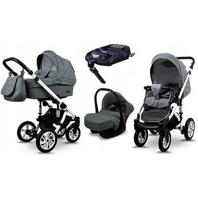 Babylux ® Enfant Poussette Combinée Set 4 en 1 Sky Lark incl. Nacelle, Canne, Siège de voiture, ISOFIX Base Siège Auto Pliable avec Sac à langer, Habillage pluie etc. Publicité Babylux ® Enfant Poussette Combinée Set 4 en 1 Sky Lark incl. Nacelle, Canne, Siège de voiture, ISOFIX Base Siège Auto Pliable avec Sac à langer, Habillage pluie etc. Publicité