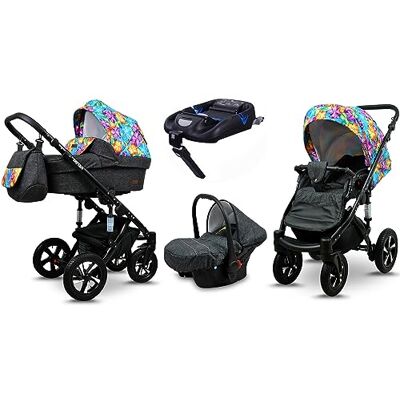 Babylux ® Enfant Poussette Combinée Set 4 en 1 Sky Lark incl. Nacelle, Canne, Siège de voiture, ISOFIX Base Siège Auto Pliable avec Sac à langer, Habillage pluie etc. Publicité Babylux ® Enfant Poussette Combinée Set 4 en 1 Sky Lark incl. Nacelle, Canne, Siège de voiture, ISOFIX Base Siège Auto Pliable avec Sac à langer, Habillage pluie etc. Publicité