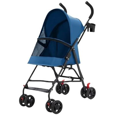 homewell Poussette Chien Pliable, Poussette pour Chien Chat avec Porte-gobelet et Housse de Pluie, Chariot pour Chien/Chat, Fenêtres en Maille, Roues 4.5" à 360°en EVA avec Freins (Bleu) - Publicité homewell Poussette Chien Pliable, Poussette pour Chien Chat avec Porte-gobelet et Housse de Pluie, Chariot pour Chien/Chat, Fenêtres en Maille, Roues 4.5" à 360°en EVA avec Freins (Bleu) - Publicité