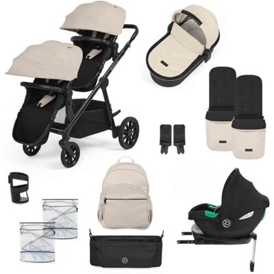 Ickle Bubba Système de voyage Virgo 14 pièces avec siège auto i-Size Cirrus et base ISOFIX, adapté de la naissance à 15 mois – Poussette tandem avec nacelle, chancelières et accessoires (Pierre) - Publicité Ickle Bubba Système de voyage Virgo 14 pièces avec siège auto i-Size Cirrus et base ISOFIX, adapté de la naissance à 15 mois – Poussette tandem avec nacelle, chancelières et accessoires (Pierre) - Publicité