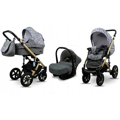 Babylux ® Enfant Poussette Combinée Set 3 en 1 Sky Lark incl. Nacelle, Canne, Siège de voiture Siège Auto Pliable avec Sac à langer, Habillage pluie, Moustiquaire etc. Publicité Babylux ® Enfant Poussette Combinée Set 3 en 1 Sky Lark incl. Nacelle, Canne, Siège de voiture Siège Auto Pliable avec Sac à langer, Habillage pluie, Moustiquaire etc. Publicité