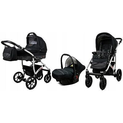 Babylux ® Enfant Poussette Combinée Set 3 en 1 Largo incl. Nacelle, Canne, Siège de voiture Siège Auto Pliable avec Sac à langer, Habillage pluie, Moustiquaire etc. Publicité Babylux ® Enfant Poussette Combinée Set 3 en 1 Largo incl. Nacelle, Canne, Siège de voiture Siège Auto Pliable avec Sac à langer, Habillage pluie, Moustiquaire etc. Publicité