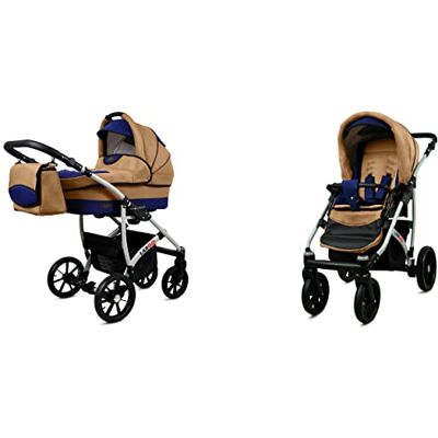 Babylux Largo Poussette Bébé 2en1 Profonde et Poussette Avec Accessoires Réglable et Pliable Construction en Aluminium Léger 2 Options de Montage Imperméable Coffe Sailor Blue Silver Frame - Publicité Babylux Largo Poussette Bébé 2en1 Profonde et Poussette Avec Accessoires Réglable et Pliable Construction en Aluminium Léger 2 Options de Montage Imperméable Coffe Sailor Blue Silver Frame - Publicité
