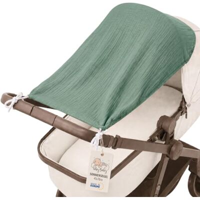 Totsy Baby Ombrelle poussette 70 x 45 cm pare soleil anti UV bébé mousseline tissu protecteur pour landau petit ombre pliable compact réglable voyage fabriqué dans l'UE Sauge - Publicité Totsy Baby Ombrelle poussette 70 x 45 cm pare soleil anti UV bébé mousseline tissu protecteur pour landau petit ombre pliable compact réglable voyage fabriqué dans l'UE Sauge - Publicité