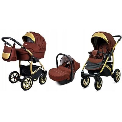 Babylux ® Enfant Poussette Combinée Set 3 en 1 Gold Lux incl. Nacelle - Publicité Babylux ® Enfant Poussette Combinée Set 3 en 1 Gold Lux incl. Nacelle - Publicité