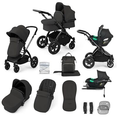 Ickle Bubba Poussette Tout-Terrain 12pcs Stomp Luxe – Système de Voyage 3 en 1 avec Siège Auto i-Size Cirrus + Base ISOFIX – Siège Réversible, Landau & Accessoires (Noir/Gris anthracite/Noir) - Publicité Ickle Bubba Poussette Tout-Terrain 12pcs Stomp Luxe – Système de Voyage 3 en 1 avec Siège Auto i-Size Cirrus + Base ISOFIX – Siège Réversible, Landau & Accessoires (Noir/Gris anthracite/Noir) - Publicité