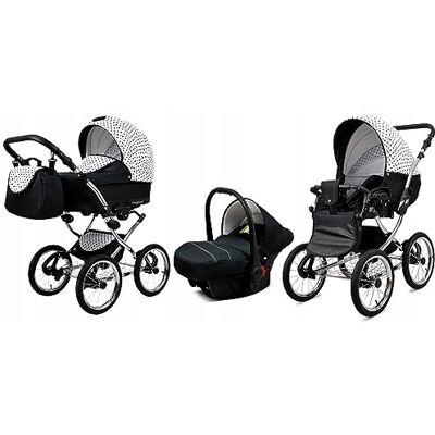 BABYLUX - MARGARET EXCLUSIVE 3in1 - Points noirs - Poussette - Publicité BABYLUX - MARGARET EXCLUSIVE 3in1 - Points noirs - Poussette - Publicité