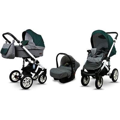 Babylux ® Enfant Poussette Combinée Set 3 en 1 Sky Lark incl. Nacelle, Canne, Siège de voiture Siège Auto Pliable avec Sac à langer, Habillage pluie, Moustiquaire etc. Publicité Babylux ® Enfant Poussette Combinée Set 3 en 1 Sky Lark incl. Nacelle, Canne, Siège de voiture Siège Auto Pliable avec Sac à langer, Habillage pluie, Moustiquaire etc. Publicité