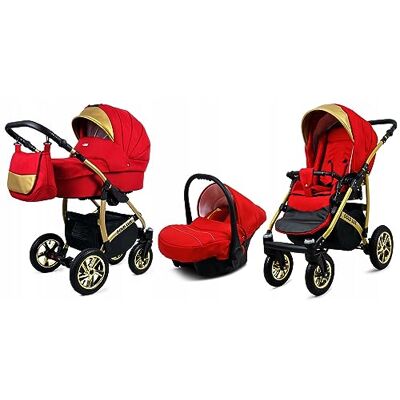 Babylux ® Enfant Poussette Combinée Set 3 en 1 Gold Lux incl. Nacelle - Publicité Babylux ® Enfant Poussette Combinée Set 3 en 1 Gold Lux incl. Nacelle - Publicité