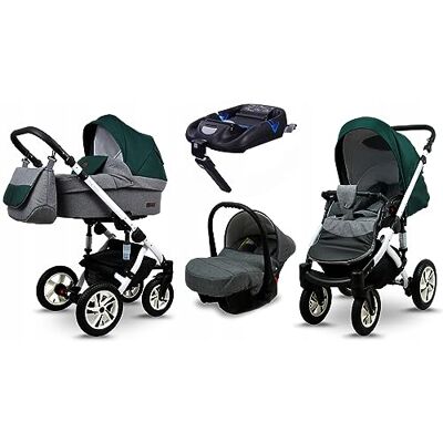 Babylux ® Enfant Poussette Combinée Set 4 en 1 Sky Lark incl. Nacelle, Canne, Siège de voiture, ISOFIX Base Siège Auto Pliable avec Sac à langer, Habillage pluie etc. Publicité Babylux ® Enfant Poussette Combinée Set 4 en 1 Sky Lark incl. Nacelle, Canne, Siège de voiture, ISOFIX Base Siège Auto Pliable avec Sac à langer, Habillage pluie etc. Publicité
