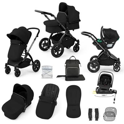 Ickle Bubba Système de voyage Stomp Luxe 12 pièces avec siège auto i-Size Nimbus et base ISOFIX pivotante à 180° – De la naissance à 22 kg (environ 4 ans) (Minuit/Noir, Châssis noir) - Publicité Ickle Bubba Système de voyage Stomp Luxe 12 pièces avec siège auto i-Size Nimbus et base ISOFIX pivotante à 180° – De la naissance à 22 kg (environ 4 ans) (Minuit/Noir, Châssis noir) - Publicité