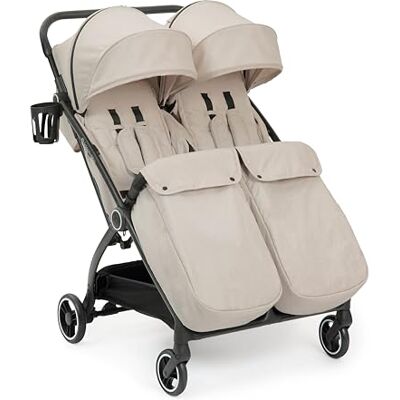 Ickle Bubba Aries Double Max Poussette à pliage automatique (pierre) – Poussette jumelle fine et légère de 10,5 kg, pliable à une main, sièges réglables, pare-soleil ventilés, housse de pluie - Publicité Ickle Bubba Aries Double Max Poussette à pliage automatique (pierre) – Poussette jumelle fine et légère de 10,5 kg, pliable à une main, sièges réglables, pare-soleil ventilés, housse de pluie - Publicité