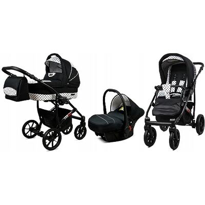 Babylux ® Enfant Poussette Combinée Set 3 en 1 Largo incl. Nacelle, Canne, Siège de voiture Siège Auto Pliable avec Sac à langer, Habillage pluie, Moustiquaire etc. Publicité Babylux ® Enfant Poussette Combinée Set 3 en 1 Largo incl. Nacelle, Canne, Siège de voiture Siège Auto Pliable avec Sac à langer, Habillage pluie, Moustiquaire etc. Publicité