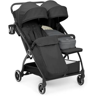 Ickle Bubba Aries Double Prime Poussette à pliage automatique (gris graphite) – Poussette double légère de 10,5 kg, pliable à une main, sièges réglables, housse de pluie, repose-pieds, porte-gobelet - Publicité Ickle Bubba Aries Double Prime Poussette à pliage automatique (gris graphite) – Poussette double légère de 10,5 kg, pliable à une main, sièges réglables, housse de pluie, repose-pieds, porte-gobelet - Publicité